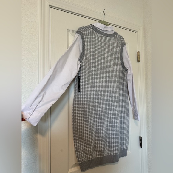 Midi Sweater Dress with White Shirt Detail - Picture 7 of 7